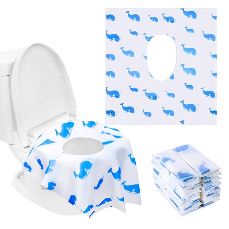 CHFONG 20 Pack Toilet Seat Covers Disposable, Extra Large Disposable Toilet Seat Covers for Adults, Individually Wrapped Potty Training Liners with Non-Slip Adhesives for Kids in Home, Restrooms&Travel -Blue - Image 1